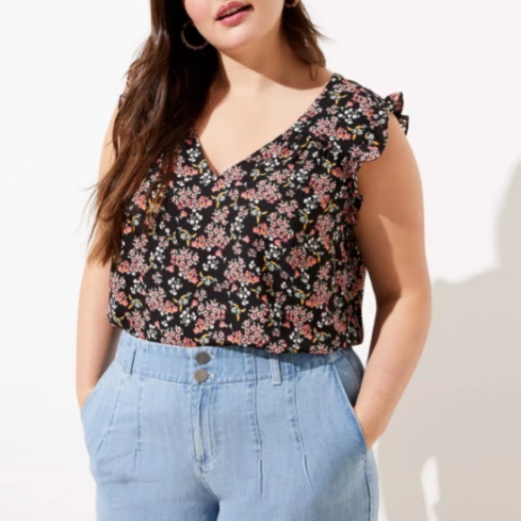 LOFT Plus Floral Print Flutter Shell Blouse - Size 18 - Picture 1 of 9